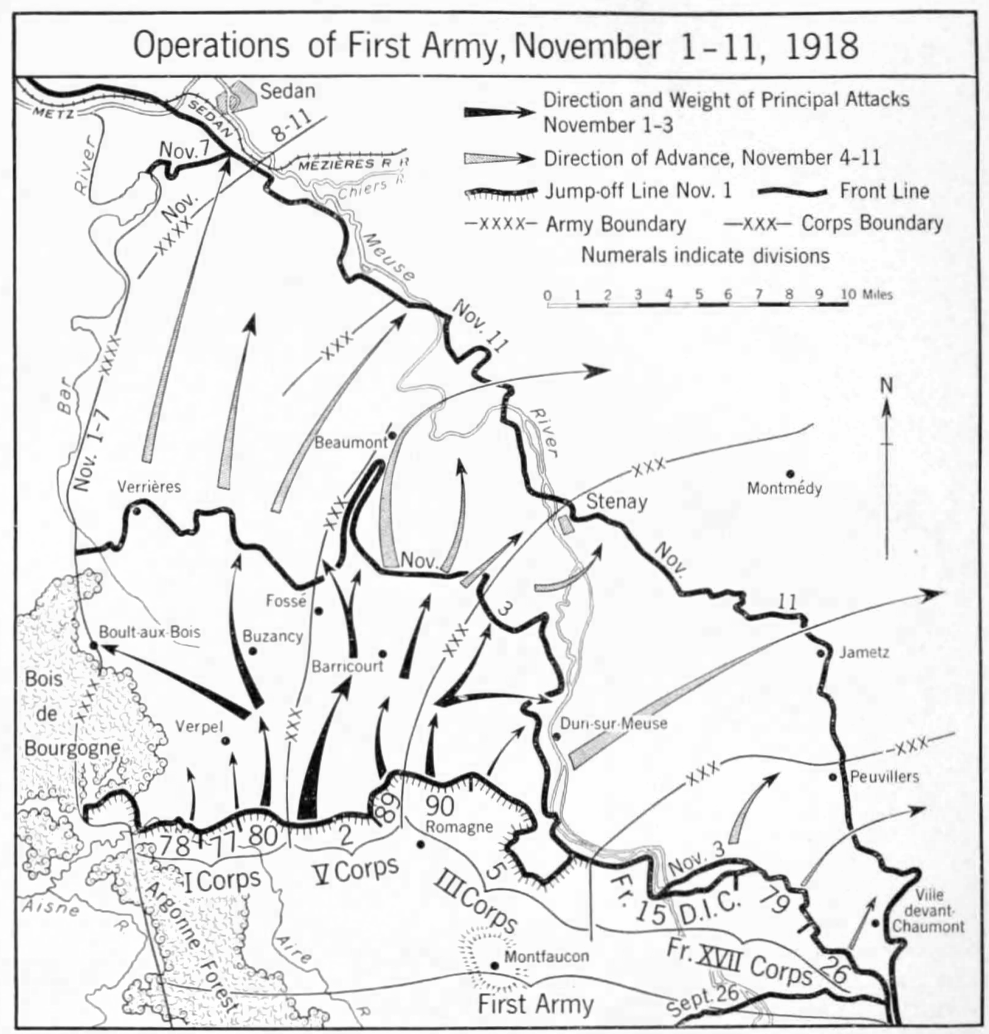 Operations of First Army, November 1-11, 1918; ABMC Sect 4, p 186