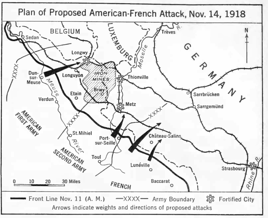 Plan of Proposed American-French Attack, Nov 14, 1918 (ABMC, Sect.3 p 115)