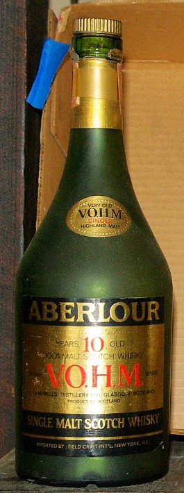 Aberlour 10 VOHM bottle looking like Cognac